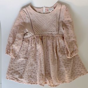 Egg New York Blush flowy dress with velvet dots and lined on inside skirt, 2t